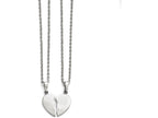 Chisel Stainless Steel Polished 1/2 Heart Necklace Set