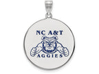 LogoArt Sterling Silver North Carolina Aandt Xlarge Enamel Disc Pendant Necklace