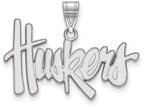 LogoArt Sterling Silver University Of Nebraska Large Pendant Necklace