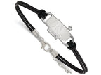 Logoart 925 Sterling Silver Navy Small Center Leather Bracelet