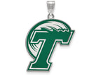 LogoArt Sterling Silver Tulane University XL Enamel Pendant Necklace