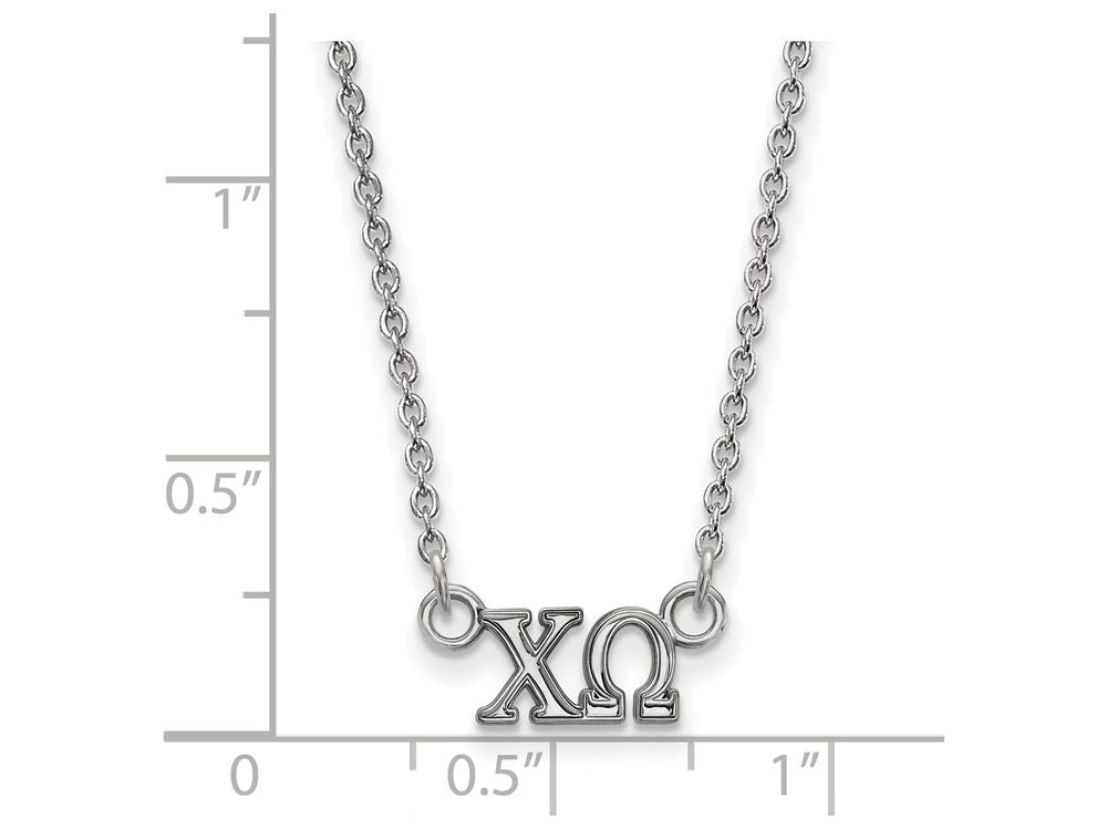 LogoArt Sterling Silver Chi Omega Extra Small Pendant Necklace With 18 Inch