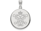 LogoArt Sterling Silver William And Mary Large Disc Pendant Necklace