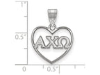 LogoArt Sterling Silver Alpha Chi Omega Heart Pendant Necklace