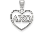 LogoArt Sterling Silver Alpha Chi Omega Heart Pendant Necklace
