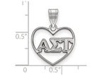 LogoArt Sterling Silver Alpha Sigma Tau Heart Pendant Necklace