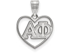 LogoArt Sterling Silver Alpha Phi Heart Pendant Necklace