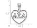 LogoArt Sterling Silver Alpha Sigma Alpha Heart Pendant Necklace