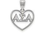LogoArt Sterling Silver Alpha Sigma Alpha Heart Pendant Necklace