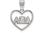 LogoArt Sterling Silver Alpha Xi Delta Heart Pendant Necklace