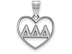 LogoArt Sterling Silver Delta Delta Delta Heart Pendant Necklace