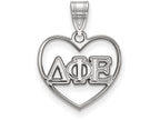 LogoArt Sterling Silver Delta Phi Epsilon Heart Pendant Necklace