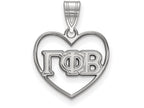 LogoArt Sterling Silver Gamma Phi Beta Heart Pendant Necklace