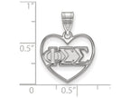 LogoArt Sterling Silver Phi Sigma Sigma Heart Pendant Necklace
