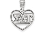 LogoArt Sterling Silver Sigma Delta Tau Heart Pendant Necklace