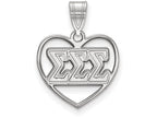 LogoArt Sterling Silver Sigma Sigma Sigma Heart Pendant Necklace