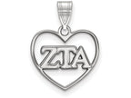 LogoArt Sterling Silver Zeta Tau Alpha Heart Pendant Necklace