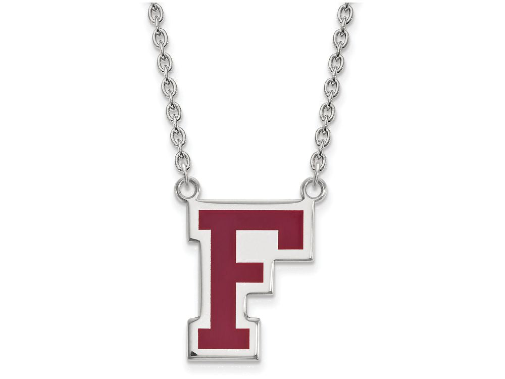 LogoArt Sterling Silver Fordham University Enamel Large Pendant Necklace