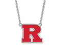 LogoArt Sterling Silver Rutgers Large Enamel Pendant Necklace