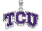 LogoArt Sterling Silver Texas Christian University Small Enamel Pendant Necklace