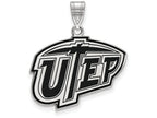 LogoArt Sterling Silver The University Of Texas At El Paso Large Enamel Pendant Necklace
