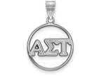 LogoArt Sterling Silver Alpha Sigma Tau Small Circle Pendant Necklace