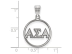 LogoArt Sterling Silver Alpha Sigma Alpha Small Circle Pendant Necklace
