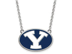 LogoArt Sterling Silver Brigham Young University Enamel Large Pendant Necklace