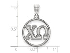 LogoArt Sterling Silver Chi Omega Small Circle Pendant Necklace