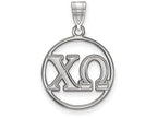 LogoArt Sterling Silver Chi Omega Small Circle Pendant Necklace