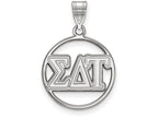 LogoArt Sterling Silver Sigma Delta Tau Small Circle Pendant Necklace