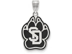 LogoArt Sterling Silver University Of South Dakota Large Enamel Pendant Necklace