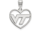 LogoArt Sterling Silver Virginia Tech Pendant Necklace In Heart