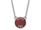 LogoArt Sterling Silver Alpha Phi Extra Small Enameled Pendant Necklace With 18 Inch