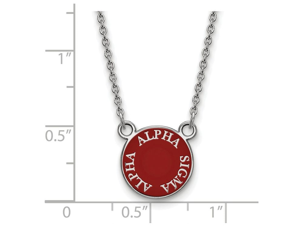 LogoArt Sterling Silver Alpha Sigma Alpha Extra Small Enameled Pendant Necklace With 18 Inch
