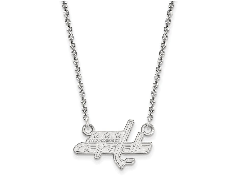 LogoArt Sterling Silver Washington Capitals Small Pendant Necklace