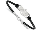 Logoart 925 Sterling Silver Vancouver Canucks Small Center Leather Bracelet