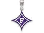 LogoArt Sterling Silver Furman University Large Enamel Pendant Necklace