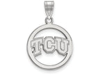 LogoArt Sterling Silver Texas Christian University Sm Pendant Necklace In Circle
