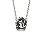 LogoArt Sterling Silver University Of South Dakota Large Enamel Pendant Necklace
