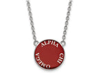 LogoArt Sterling Silver Alpha Chi Omega Small Enameled Pendant Necklace With 18 Inch