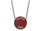 LogoArt Sterling Silver Alpha Phi Small Enameled Pendant Necklace With 18 Inch