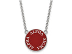 LogoArt Sterling Silver Alpha Sigma Alpha Small Enameled Pendant Necklace With 18 Inch