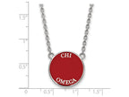 LogoArt Sterling Silver Chi Omega Small Enameled Pendant Necklace With 18 Inch