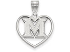 LogoArt Sterling Silver Miami University Pendant Necklace In Heart