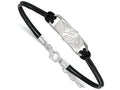 Logoart 925 Sterling Silver Nashville Predators Small Center Leather Bracelet