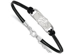Logoart 925 Sterling Silver Nashville Predators Small Center Leather Bracelet