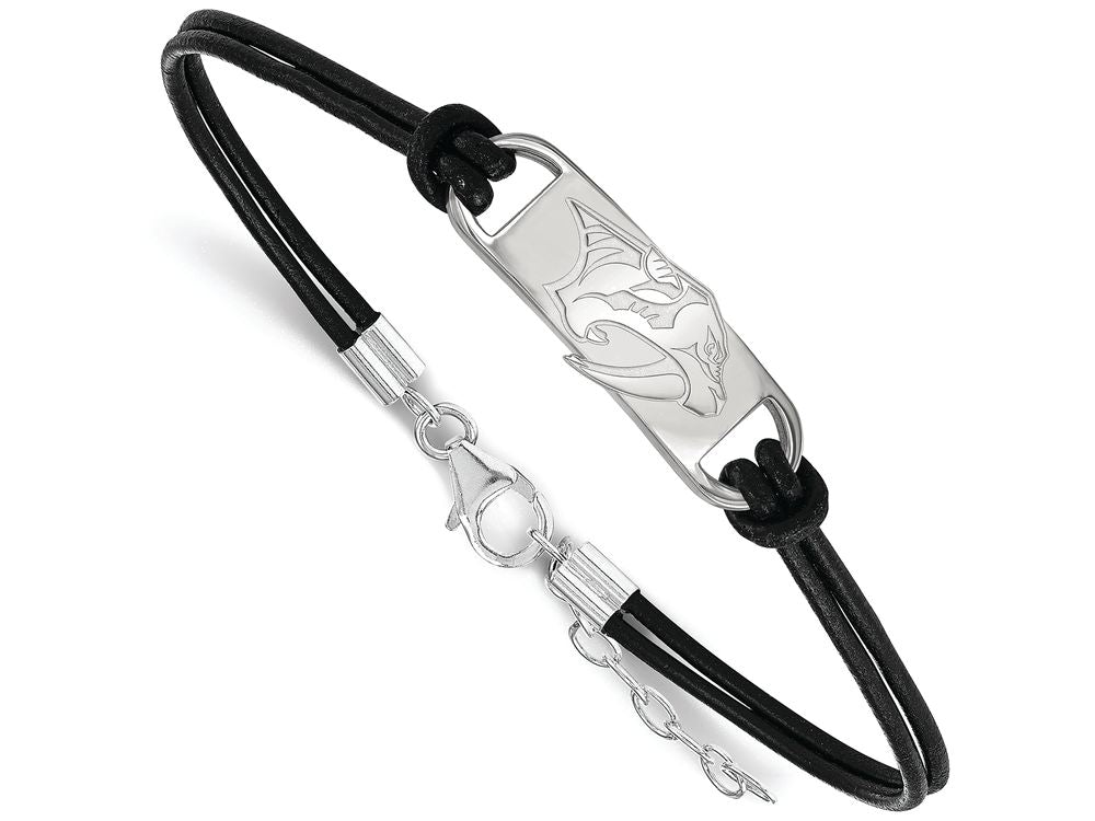 Logoart 925 Sterling Silver Nashville Predators Small Center Leather Bracelet