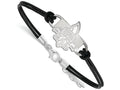 LogoArt Sterling Silver University Of New Orleans Leather Bracelet Small Center
