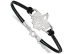 LogoArt Sterling Silver University Of New Orleans Leather Bracelet Small Center